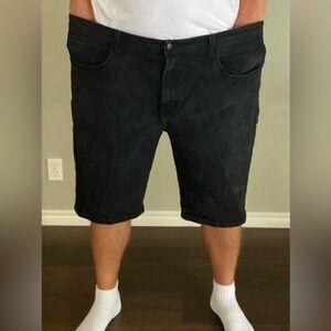 Akademiks Jean Shorts Mens Size 46 Baggy Black Skater Y2K Jorts 90s Wide Leg